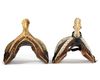 TWO FINELY DECORATED WOOD SADDLES AND A FELT SADDLE COVERS