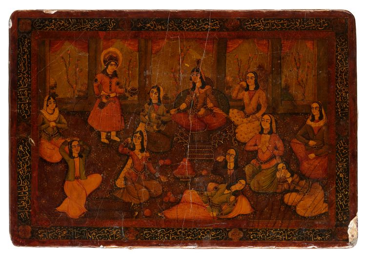 A QAJAR LACQUERED BOOK COVER, PERSIA, 19TH CENTURY