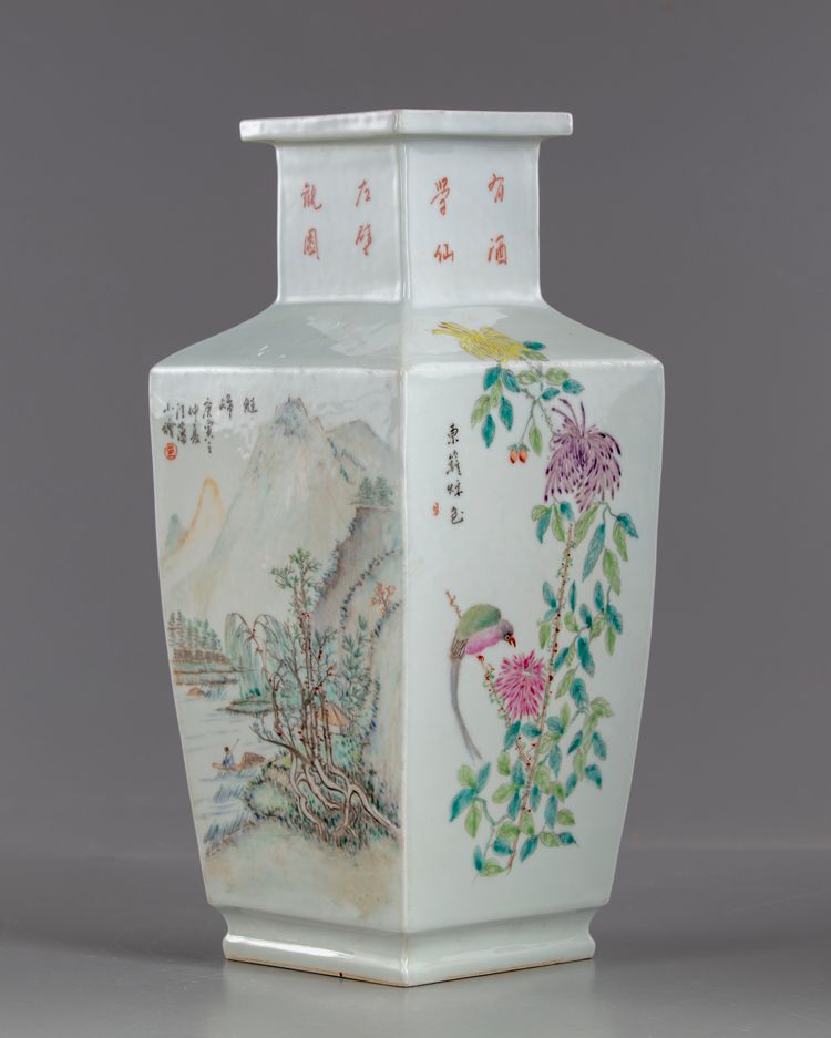 A Chinese square shaped vase