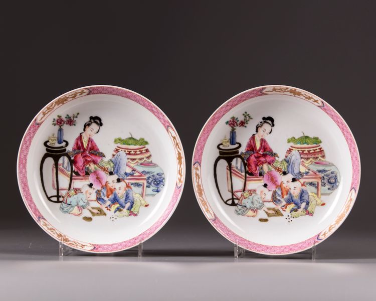 A pair of 'famille rose' dishes