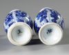 A PAIR OF BLUE AND WHITE ‘FLOWER AND FOLIAGE’ VASES, KANGXI PERIOD