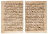 TWO LARGE MUHAQQAQ QURAN LEAVES, NEAR EAST, 14TH CENTURY