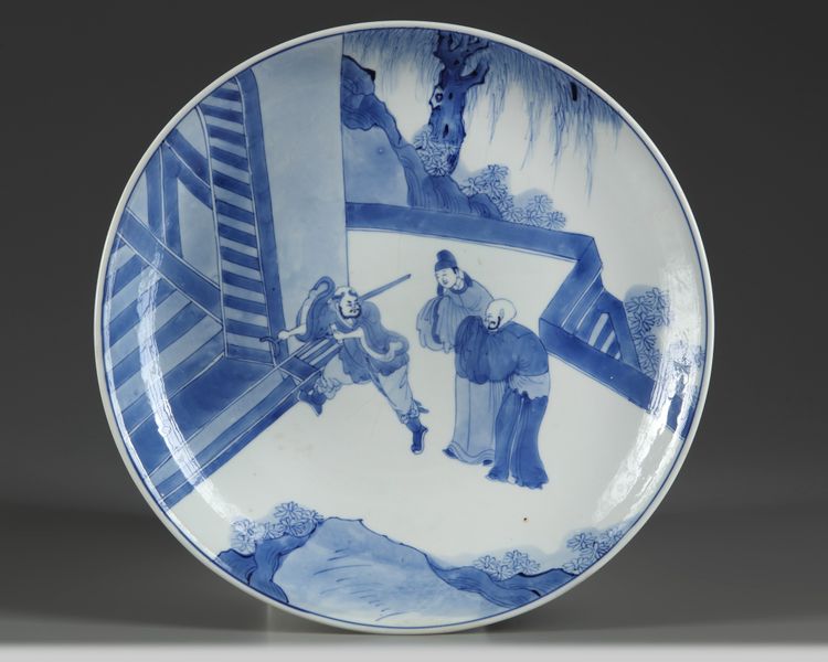 A Chinese blue and white ‘narrative’ dish