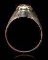 AN AGATE SEAL SILVER RING