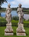 A PAIR OF SCULPTED LIMESTONE MODELS OF MAIDENS, LATE 19TH CENTURY
