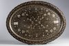 A MUGHAL OVAL SHAPED BIDRI TRAY, INDIA, 19TH - 20TH CENTURY