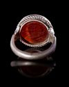 AN AGATE SEAL SILVER RING