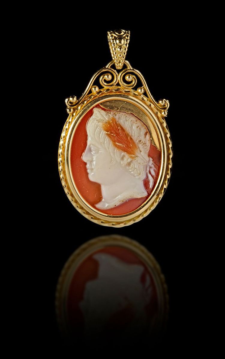 A ROMAN AGATE CAMEO OF THE YOUNG NERO, 1ST CENTURY AD