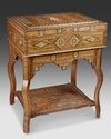 A SYRIAN TABLE BOX IN PRECIOUS WOOD MARQUETRY AND MOTHER-OF-PEARL INLAY, CIRCA 1880