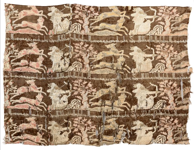 A  SAFAVID EMBROIDERED SILK PANEL, PERSIA, 17TH CENTURY