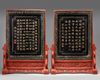 A pair of Chinese cinnabar lacquer 'Luohan' table screens