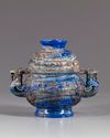 A Chinese lapis lazuli archiastic censer and cover