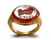 A ROMAN GRYLLUS INTAGLIO SET IN A GOLD RING, CIRCA 2ND-3RD CENTURY A.D.