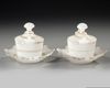 A PAIR OF FRENCH OPALINE BONBONNIERES, EARLY 19TH CENTURY