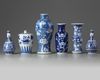 Six Chinese blue and white 'floral' vases