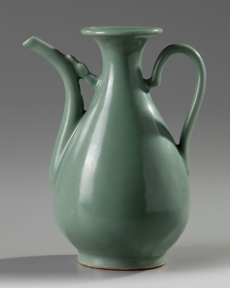 A Chinese celadon-glazed ewer