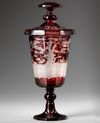 A BOHEMIAN RED GLASS GOBLET, LATE 19TH CENTURY
