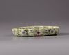 A Chinese lime-green ground famille rose foliate tray