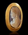 A LARGE ROMAN CAMEO OF A VEILED WOMAN IN A GOLD MOUNT, 1ST CENTURY AD