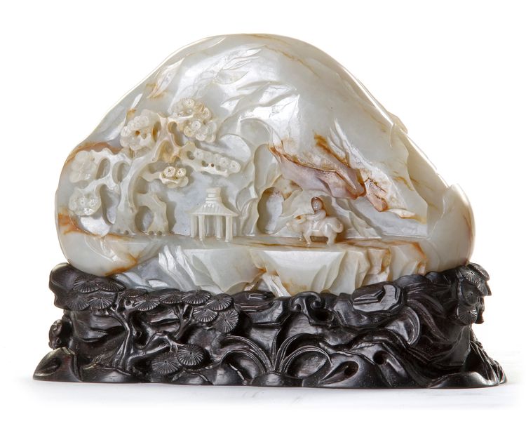 A CHINESE WHITE AND RUSSET JADE MOUNTAIN, CHINA, 19TH-20TH CENTURY