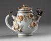 A SILVER MOUNTED CHINESE GILT AND IRON-RED-DECORATED RELIF-MOULDED TEAPOT AND COVER, YONGZHENG PERIOD (1723-1735)
