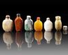 SIX CHINESE HARDSTONE SNUFF BOTTLES