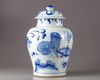 A Chinese blue and white 'dragon' jar and cover