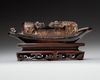 AN AGATE CARVING OF A SAMPAN, QING DYNASTY, 19TH CENTURY