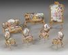 AN AUSTRIAN ENAMEL MINIATURE FURNITURE SET, 19TH CENTURY