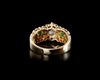 A 14 CARAT GOLD RING, EMERALD, SAPHIRE, DIAMOND