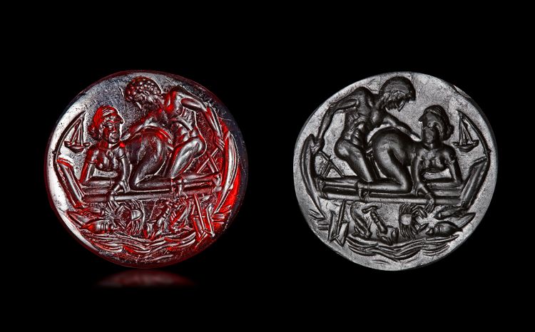 AN EROTIC GARNET INTAGLIO, 17TH-18TH CENTURY AD