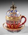 A BOHEMEIAN GLASS COVERED CUP AND COVER, 19TH CENTURY