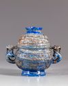 A Chinese lapis lazuli archiastic censer and cover