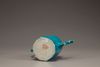 A turquoise-glazed wine pot and cover