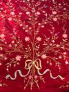 AN OTTOMAN RED SILK BEDSHEET, TURKEY, 19TH-20TH CENTURY