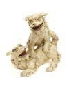 White Satsuma-ware okimono of two shishi-lions