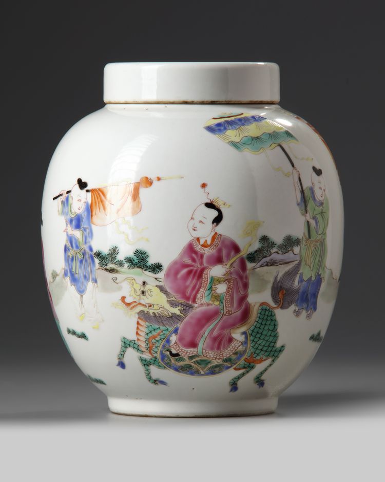 A Chinese famille rose jar and cover