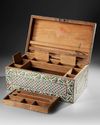 A LARGE ENAMEL AND METAL-DECORATED WOODEN WRITING BOX INDIA, JAIPUR, 19TH-20TH CENTURY