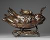 A large Chinese bronze finger citron censer and stand