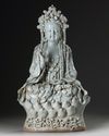 A large  Chinese qingbai figure of Guanyin