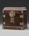 A CHINESE HONGMU AND BURLWOOD SEAL CHEST, GUANPIXIANG