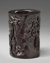 A CHINESE HARDWOOD CARVED BRUSH POT, CHINA, 20TH CENTURY