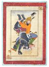 A PERSIAN MINIATURE DEPICTING A ROSTAM FIGHTIING THE DEMON, 19TH CENTURY