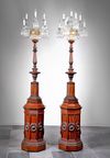 A PAIR OF LARGE STANDING FRENCH GIRANDOLES, 19TH CENTURY