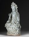 A large  Chinese qingbai figure of Guanyin
