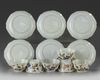 Six Chinese gilt and enamelled foliate cups and saucers