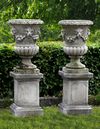 LIMESTONE GARDEN URNS, LATE 19TH OR EARLY 20TH CENTURY