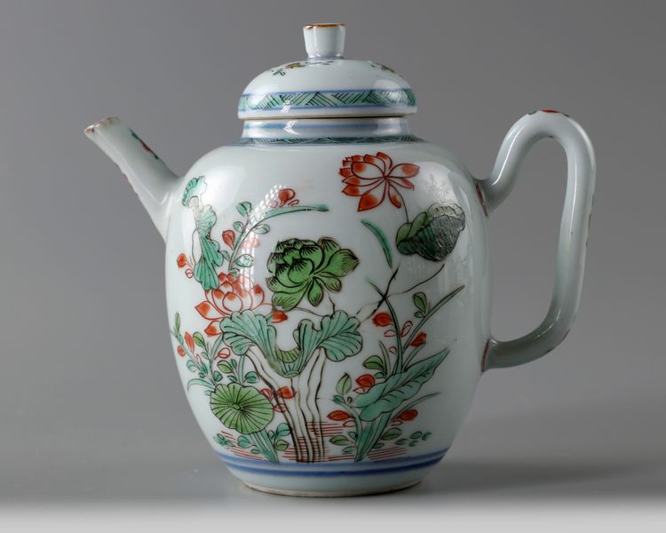 A Chinese doucai 'lotus' teapot and cover