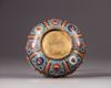 A large cloisonné enamel 'lotus' circular box and cover