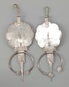 A pair of silver with mineral stone inlay fibula